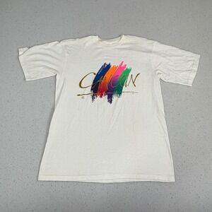 Vintage‎ 90s Cancun Souvenir T-Shirt Joan Miro Art Graphic White Size L Mexico